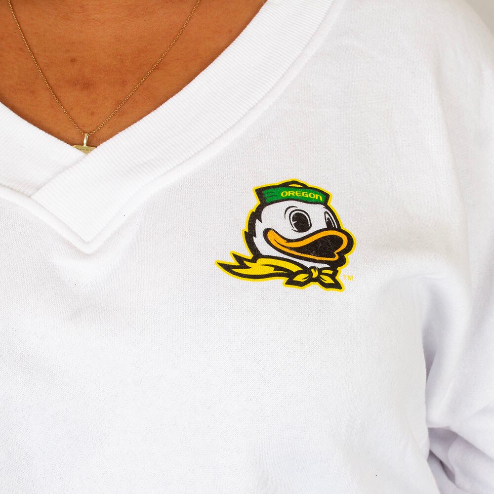 Ducks Spirit, Colosseum, White, Pullover, Cotton Blend, Women, V-neck, Sweatshirt, 954269